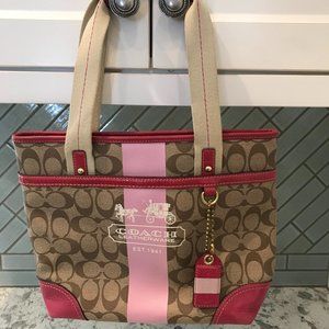 Coach signature brown/pink tote